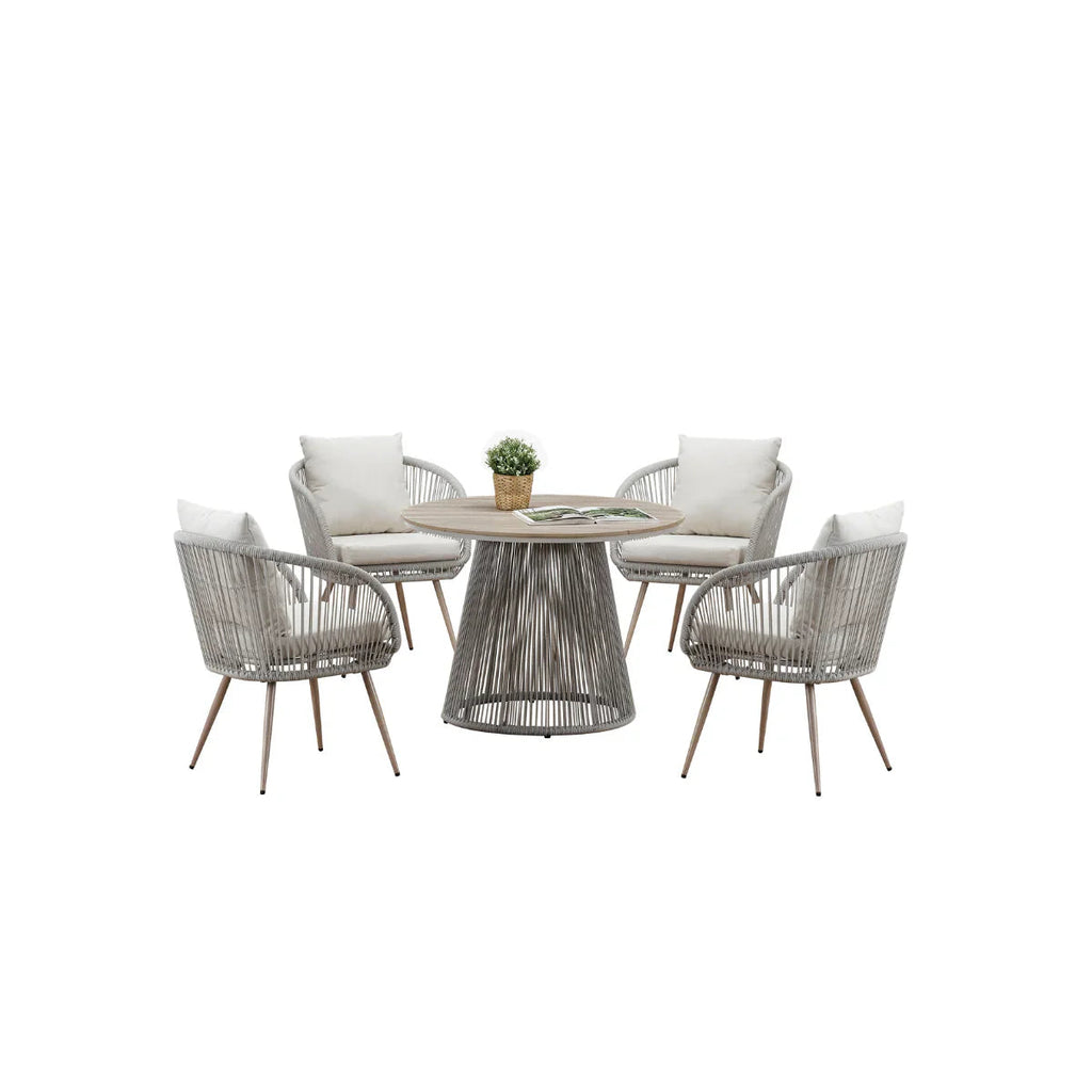 Cove 4 Seater Garden Dining Set – Natural Polyrattan Outdoor Dining Furniture UK