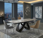 Roma Extending Dining Table - Grey Ceramic Top - 120cm to 150cm - 4 to 6 Seater