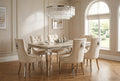 Louis Cream marble dining table with Cream lion knocker Chelsea chairs