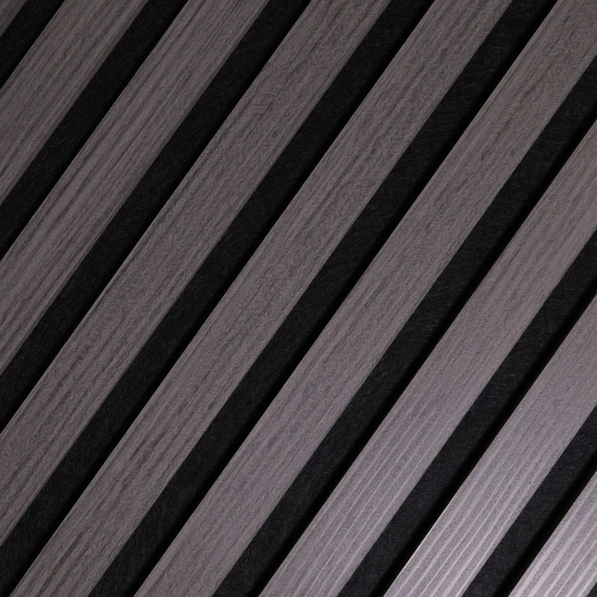 Light Grey Acoustic Premium slatted wooden felt back wall Panels 2400mm x 600mm - x1 Panel