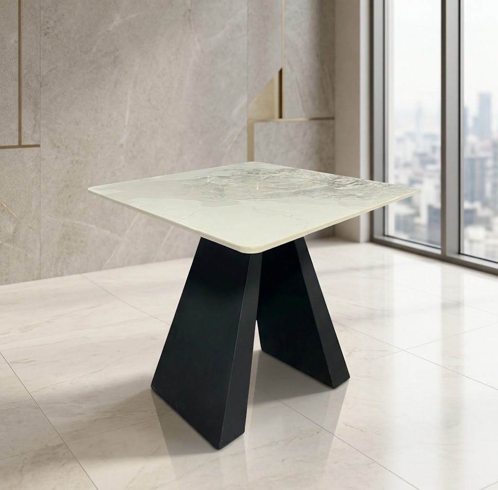 Roma Side Table with Black Legs – Modern End Table for Living Room or Bedroom