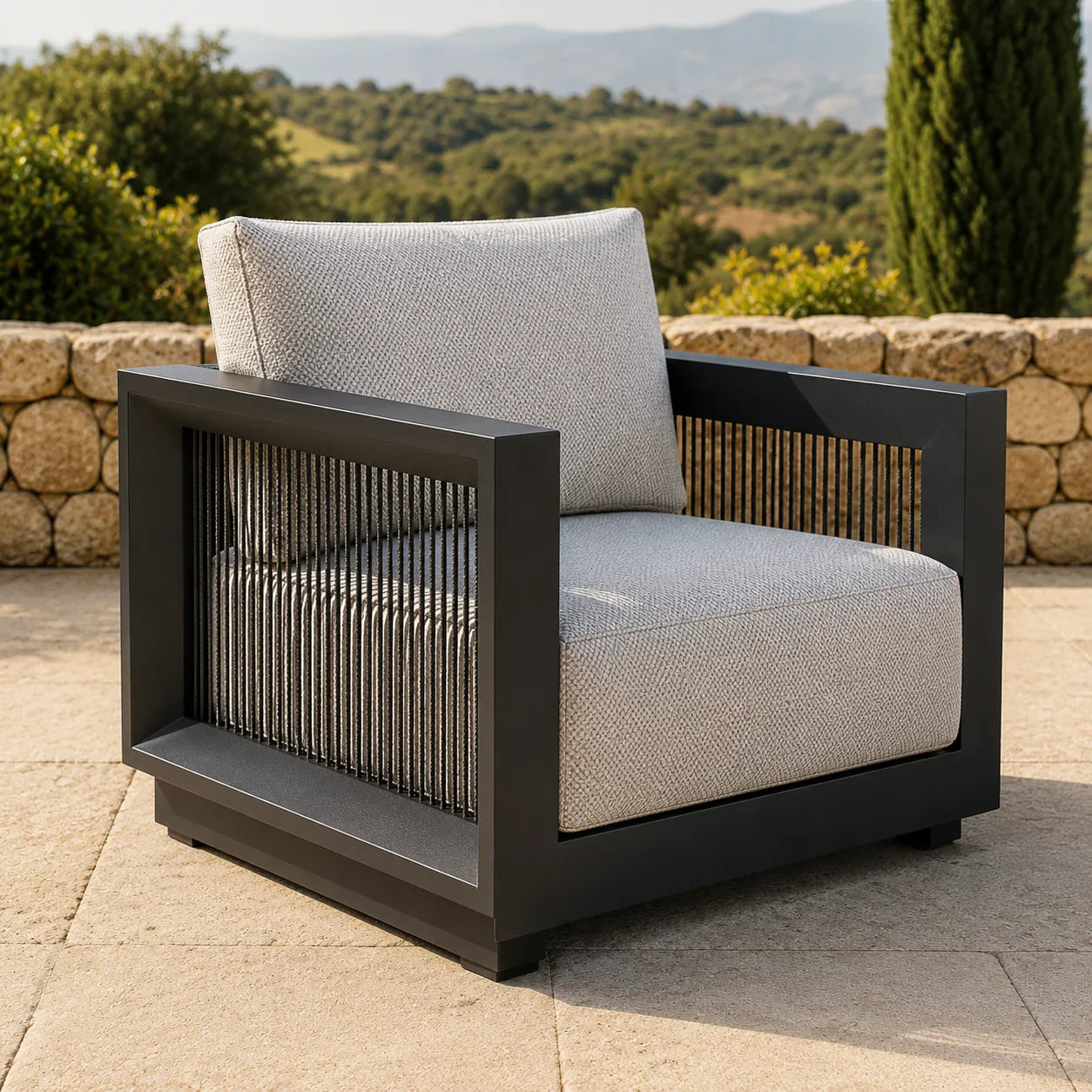 Ikos 5 Seater Outdoor Lounge Set – Onyx Aluminium & Polyrattan Garden Sofa Set UK