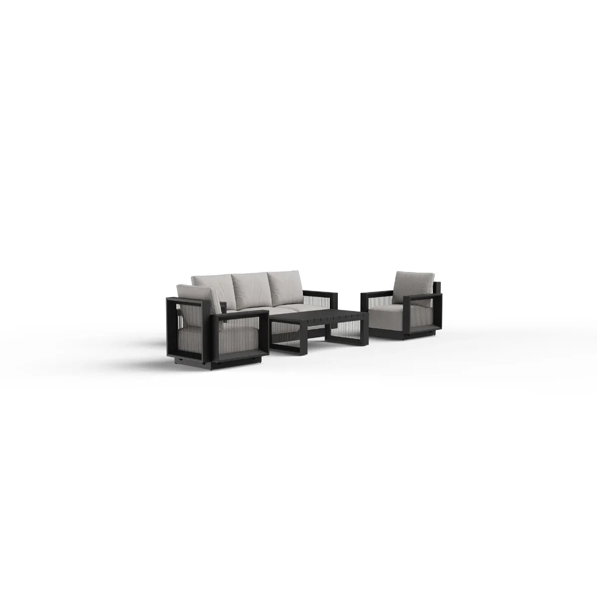 Ikos 5 Seater Outdoor Lounge Set – Onyx Aluminium & Polyrattan Garden Sofa Set UK