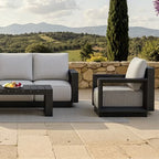 Ikos 5 Seater Outdoor Lounge Set – Onyx Aluminium & Polyrattan Garden Sofa Set UK