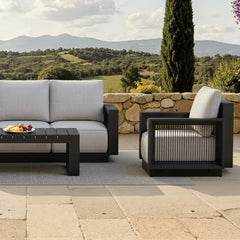 Ikos 5 Seater Outdoor Lounge Set – Onyx Aluminium & Polyrattan Garden Sofa Set UK