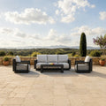 Ikos 5 Seater Outdoor Lounge Set – Onyx Aluminium & Polyrattan Garden Sofa Set UK