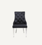 Pair of 2 Majestic Black Pu Leather Lion Knocker Chair