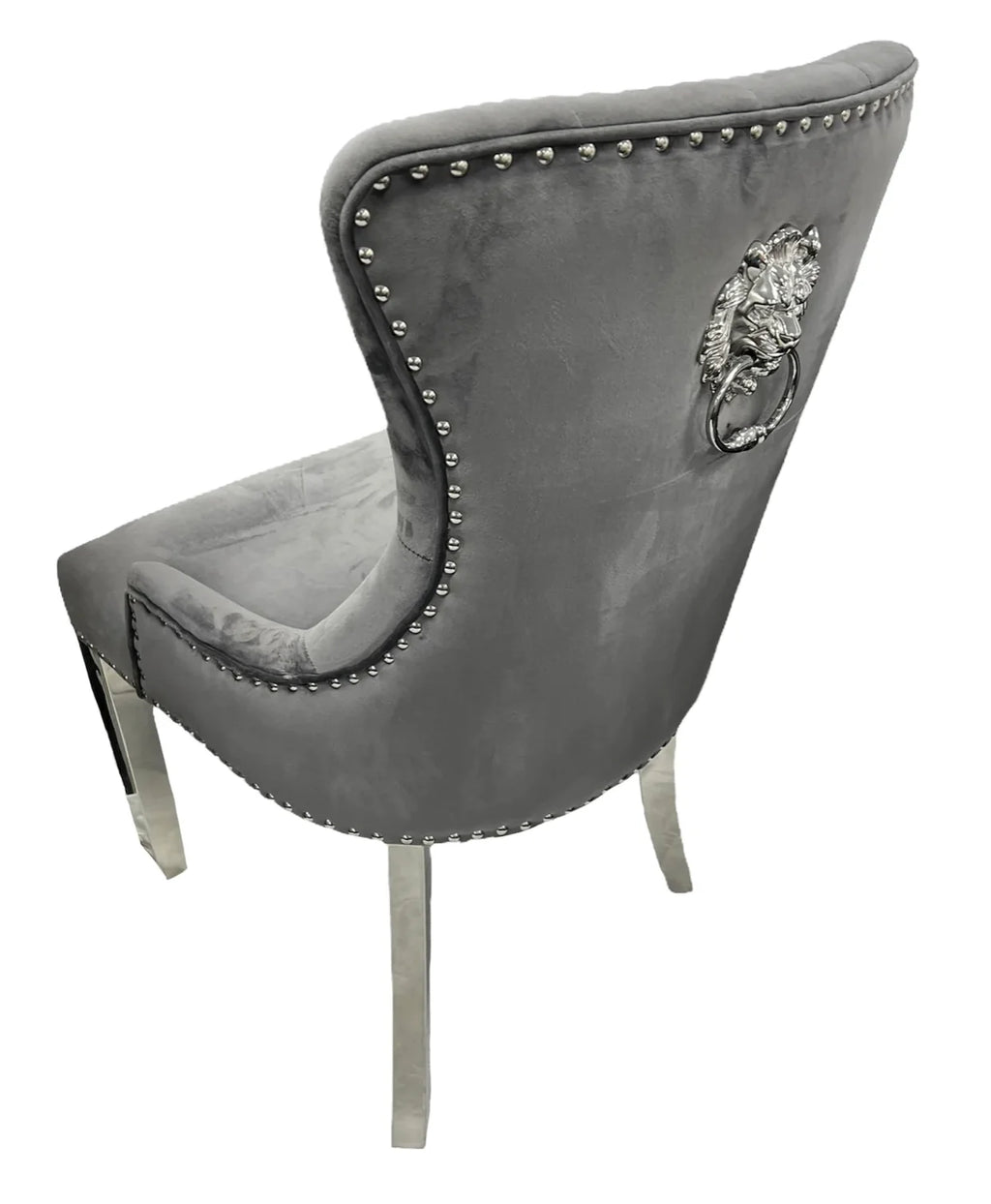 Pair of 2 | Chelsea Dark Grey Lion Knocker Dining Chair