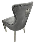 Pair of 2 | Chelsea Dark Grey Lion Knocker Dining Chair