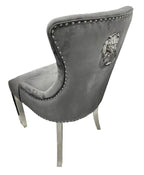 Pair of 2 | Chelsea Dark Grey Lion Knocker Dining Chair