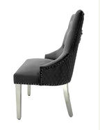 Majestic Dark Grey Lion Knocker Chairs – Luxury Velvet Dining Chairs | order 2-4-6-8