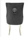 Majestic Dark Grey Lion Knocker Chairs – Luxury Velvet Dining Chairs | order 2-4-6-8