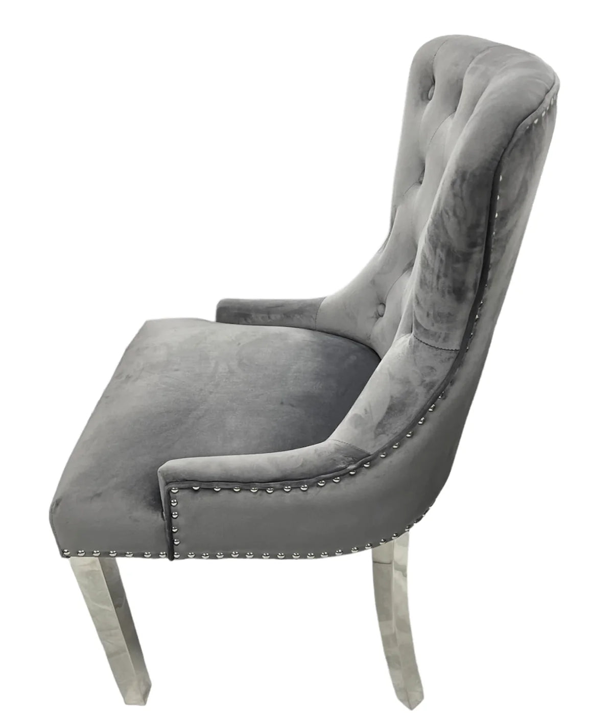 Pair of 2 | Chelsea Dark Grey Lion Knocker Dining Chair