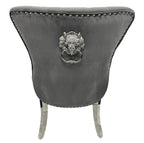 Pair of 2 | Chelsea Dark Grey Lion Knocker Dining Chair