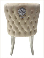 Set of 2 Valentino Mink Velvet Lion Knocker Chairs – Luxury Dining Chair