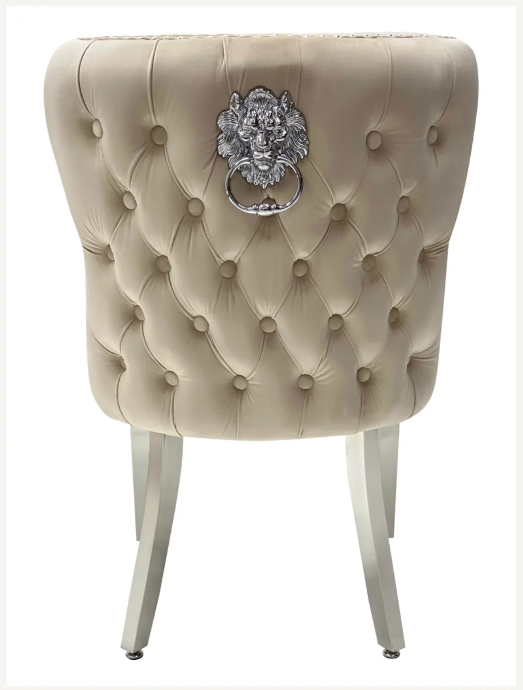 Set of 2 Valentino Mink Velvet Lion Knocker Chairs – Luxury Dining Chair