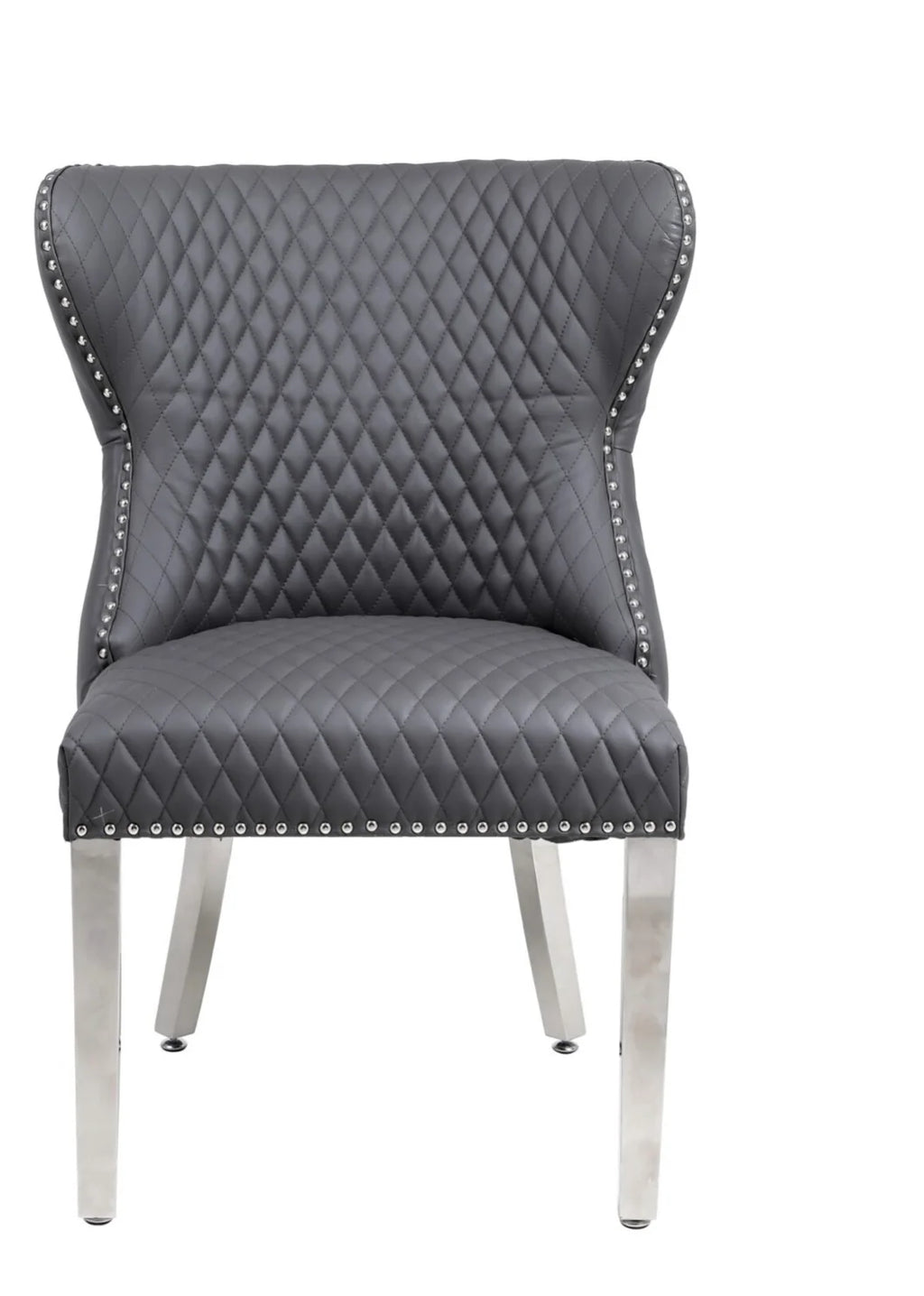 Valentino Dining Chairs – Set of 2 | Dark Grey PU Leather, Modern Style