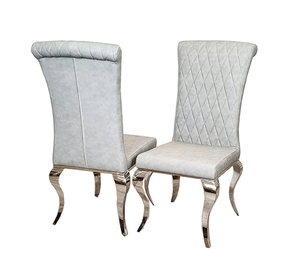Pair Of 2 Nicole Light Grey Pu Leather Chair