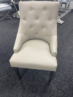 Roma Light Grey PU Leather Lion Knocker Chair