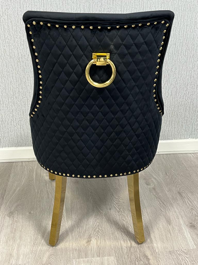 Pair of 2 Majestic Black and Gold Chair With Ring Knocker