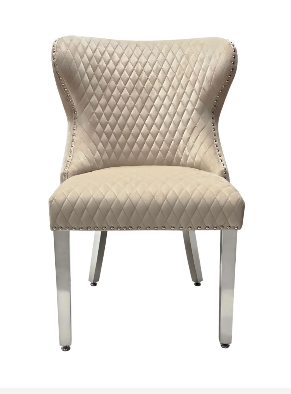 Set of 2 Valentino Mink Velvet Lion Knocker Chairs – Luxury Dining Chair