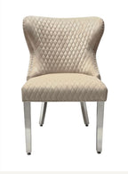 Set of 2 Valentino Mink Velvet Lion Knocker Chairs – Luxury Dining Chair