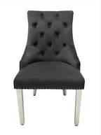 Majestic Dark Grey Lion Knocker Chairs – Luxury Velvet Dining Chairs | order 2-4-6-8
