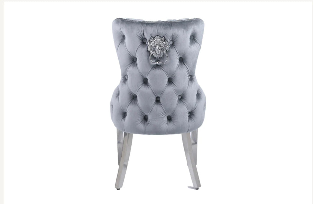 Pair Of 2 Victoria Dining Chair Dark Grey Lion Knocker