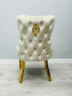 Pair of 2 Victoria cream and gold Dining Chairs with Ring Knocker