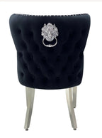 Pair Of 2 Valentino Black Lion Knocker Chair