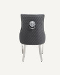 Pair Of 2 Majestic Dark Grey Pu Leather Lion Knocker Chair