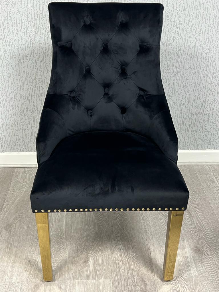 Pair of 2 Majestic Black and Gold Chair With Ring Knocker