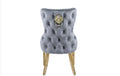 Pair Of 2 Victoria Grey Gold Chair With Lion Knocker