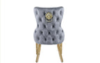 Pair Of 2 Victoria Grey Gold Chair With Lion Knocker