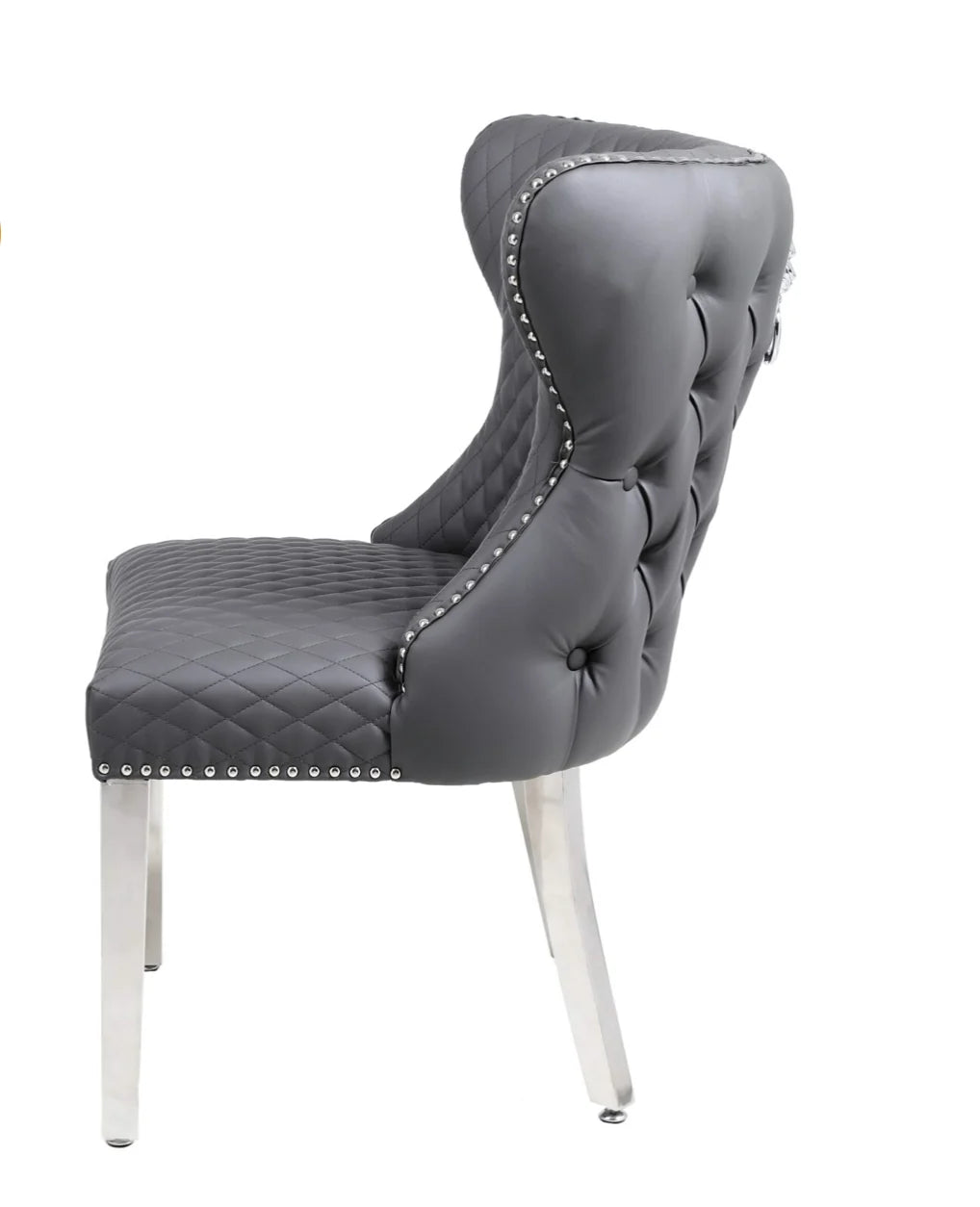 Valentino Dining Chairs – Set of 2 | Dark Grey PU Leather, Modern Style