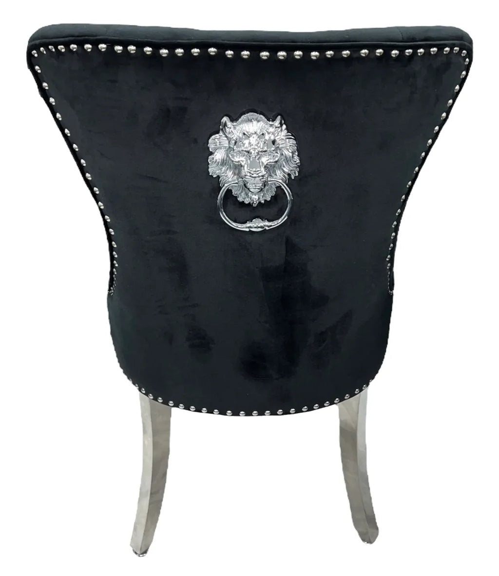 Pair of 2 Chelsea Black Lion Knocker Chair