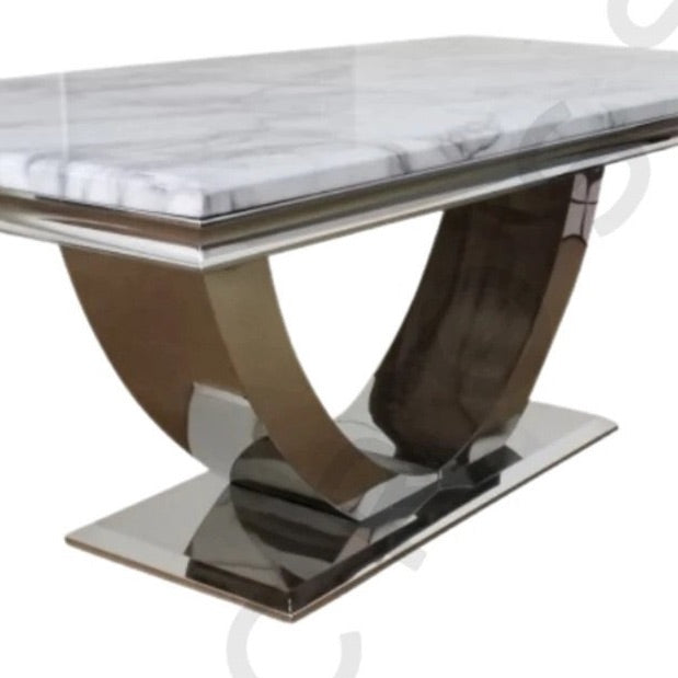 Denver Marble 2mx1m  Dining Table With 8 Cheshire Velvet Dining Chairs