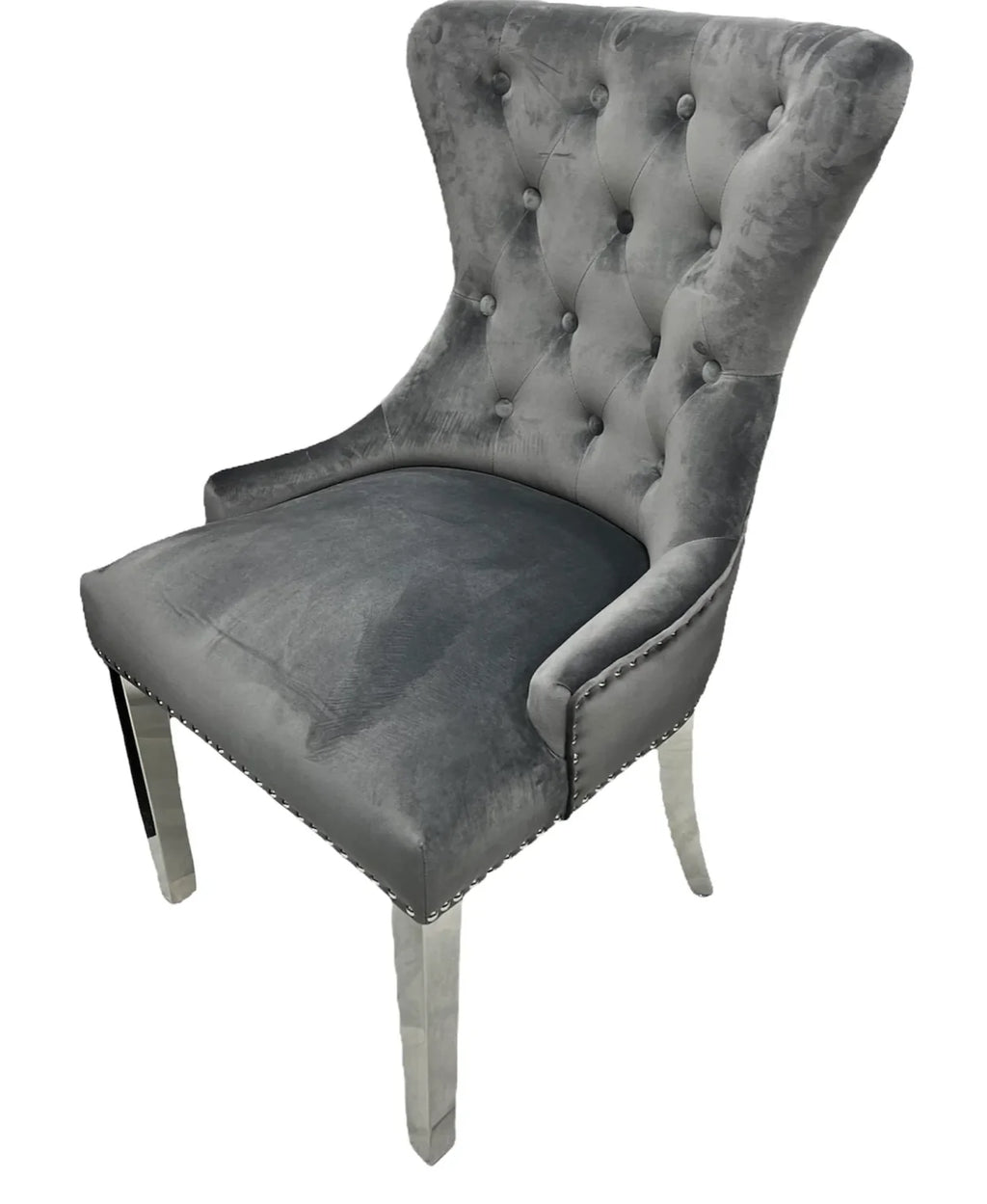 Pair of 2 | Chelsea Dark Grey Lion Knocker Dining Chair