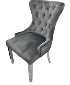 Pair of 2 | Chelsea Dark Grey Lion Knocker Dining Chair