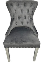 Pair of 2 | Chelsea Dark Grey Lion Knocker Dining Chair
