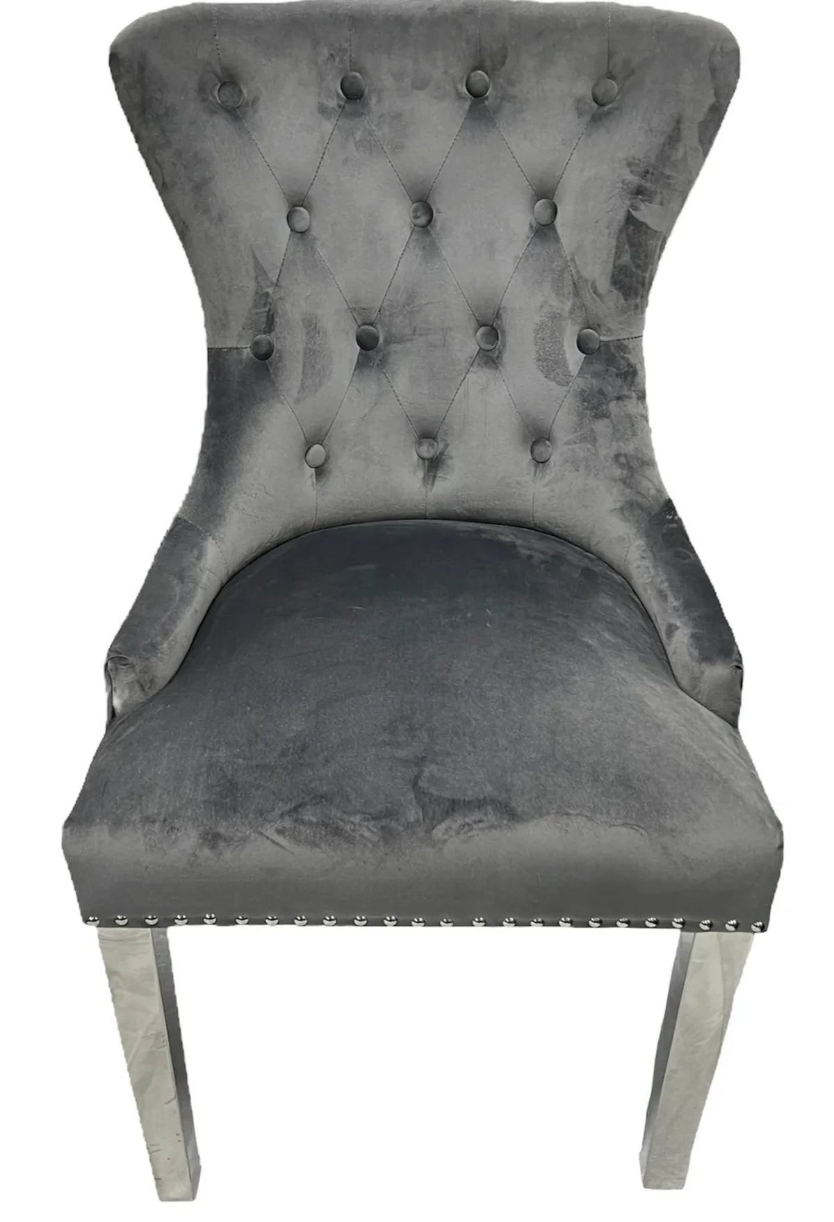 Pair of 2 | Chelsea Dark Grey Lion Knocker Dining Chair