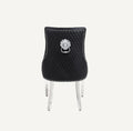 Pair of 2 Majestic Black Pu Leather Lion Knocker Chair