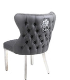 Valentino Dining Chairs – Set of 2 | Dark Grey PU Leather, Modern Style