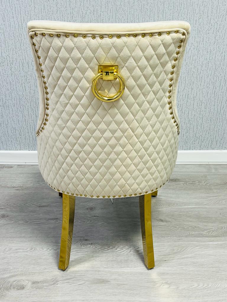 Pair of 2 Majestic Mink and Gold Dining Chair Ring Knocker