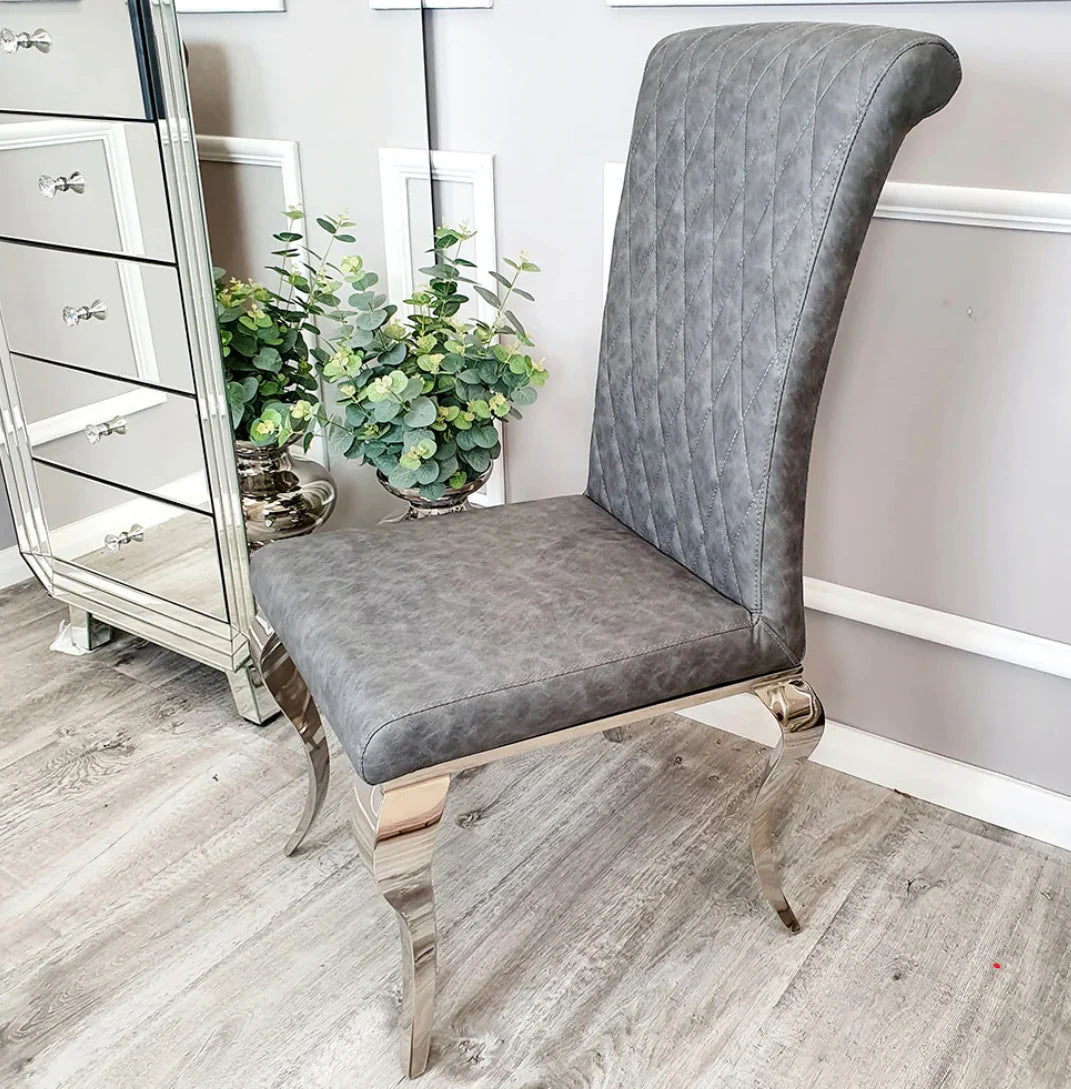 Pair of 2 Nicole Dark Grey PU Leather Chair