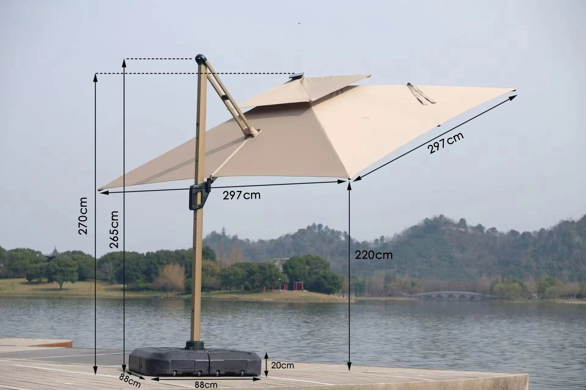 Camber 3m Cantilever Parasol with Solar LED Lights – Outdoor Garden Parasol UK