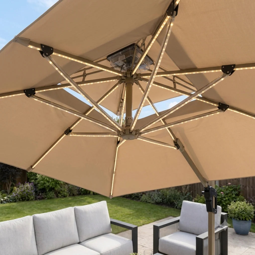 Camber 3m Cantilever Parasol with Solar LED Lights – Outdoor Garden Parasol UK