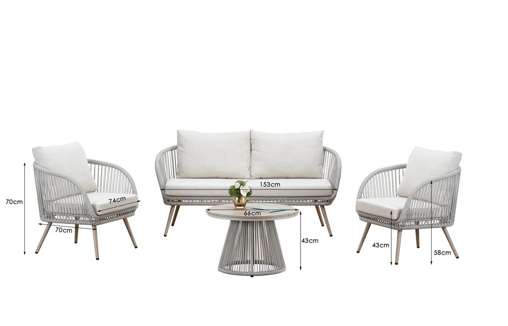 Cove 4 Seater Garden Lounge Set – Natural Polyrattan Outdoor Sofa Set UK