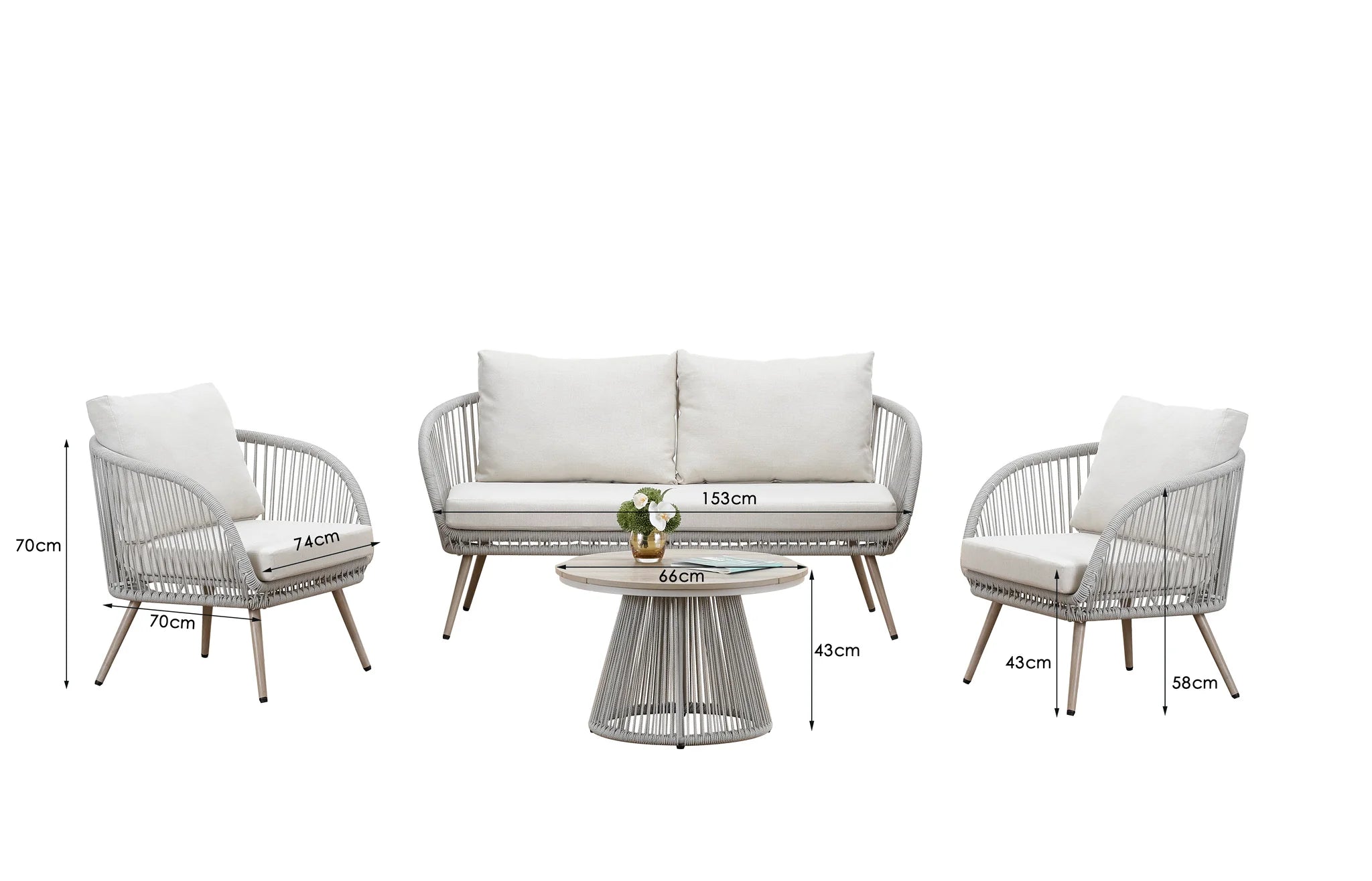 Cove 4 Seater Garden Lounge Set – Natural Polyrattan Outdoor Sofa Set UK