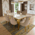 Cream & Gold Marble Dining Set